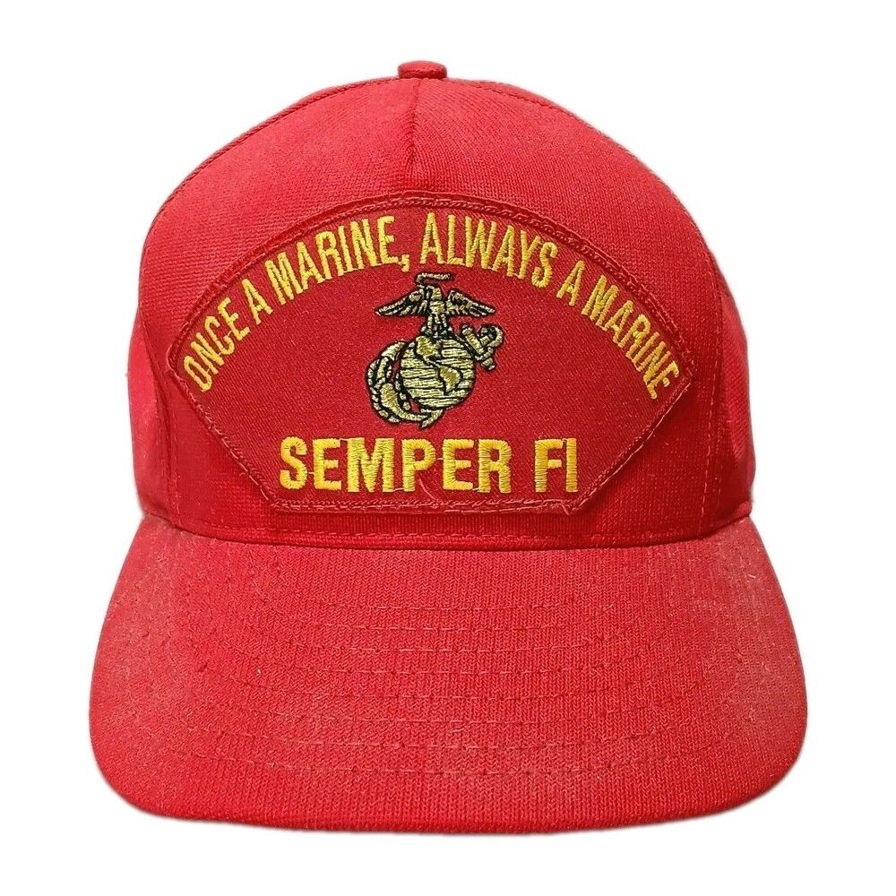 U.S. Marine Semper Fi Hat, "Once a Marine, Always a Marine" Red Adjustable
